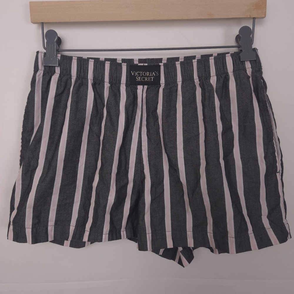 Victorias Secret Womens Striped Cotton Sleep Short XS Black Pink Lounge‎